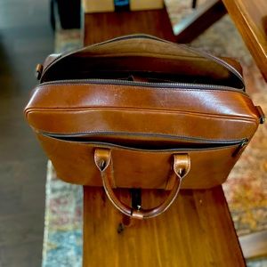 Satchel & Page “counselor” leather zippered briefcase with padded laptop holder